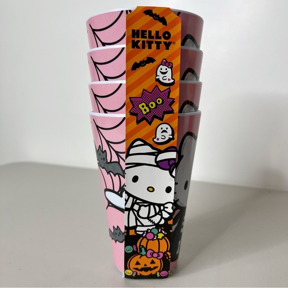 Hello Kitty Halloween Pink Skeleton Cups Set of 4 - Picture 3 of 5